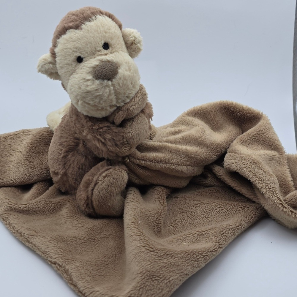 Jellycat Bashful Monkey Soother One Size Brown Excellent JCINC4972 Lovey Comfort